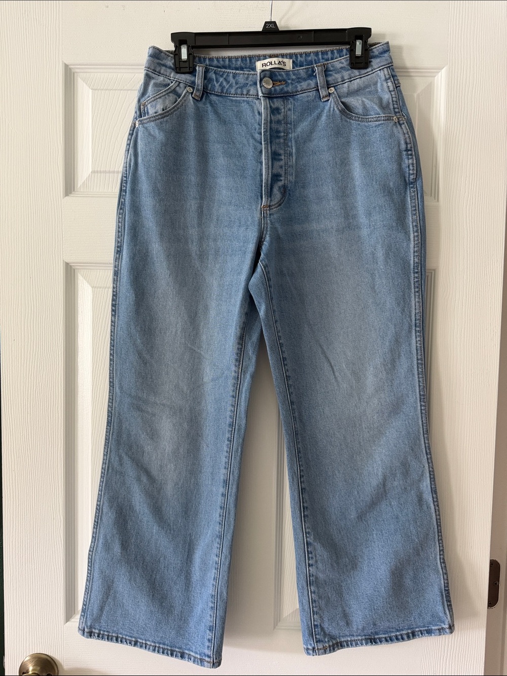 Rolla's Classic Flare Crop High Rise Relaxed Jeans Light Wash